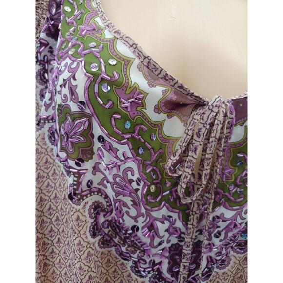 Lane Bryant Chiffon Purple Black Green Semi Sheer Sz 18/20 - Picture 5 of 8